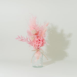 Pink Dried Flowers in Clear Glass Bud Vase | Gift and Decor | Flower Gifts | Preserved Flowers
