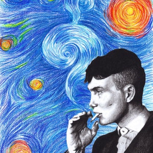 Peaky Blinders Tommy Shelby Print Fan Art Poster Kohlezeichnung Van Gogh