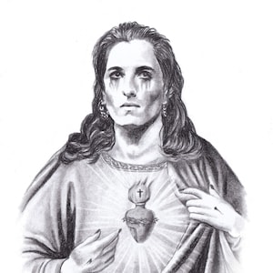 Måneskin Bleistiftzeichnung Druck Damiano David als Jesus Poster Portrait