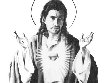 Alex Turner as Jesus drawing print Arctic Monkeys fan art rock band poster