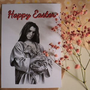 Cartolina di Pasqua con Ethan Torchio dei Måneskin come Gesù, stampa formato A6