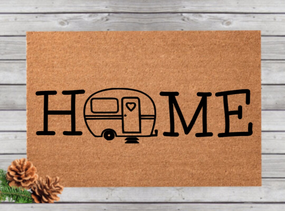 Camping Trailer Doormat Home, Camper, RV Doormat, Happy Camper Door Mat, Gift for Outdoorsmen