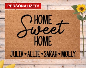 College Roommate Doormat, Home Sweet Home Custom Door Mat, Personalized Dorm Room Decor, Apartment Girl Boy Grad Gift, University Housing