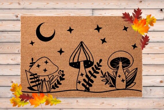 Trippy Mushroom Doormat, Stars Moon Celestial Boho Mystical Magic Mushroom  Door Mat, Woodland Decor, Witchy Magical Halloween Fall Home Gift 