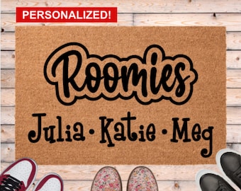 College Roommate Doormat, Roomies Custom Door Mat. Dorm Doormat, Personalized Dorm Room Decor, Freshman Girl Boy Grad Gift, Dorm Gift, Names