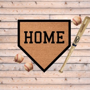 Home Plate Doormat, 23.5 x 23.5&quot; Home Base Door Mat, Baseball Welcome Mat, Softball Gift, Little League Coach Christmas, Homeplate shape