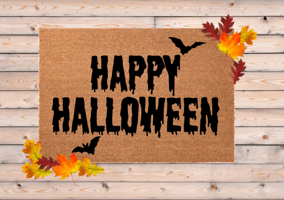 Happy Halloween Doormat Bats Door Mat Creepy Outdoor Mat Etsy