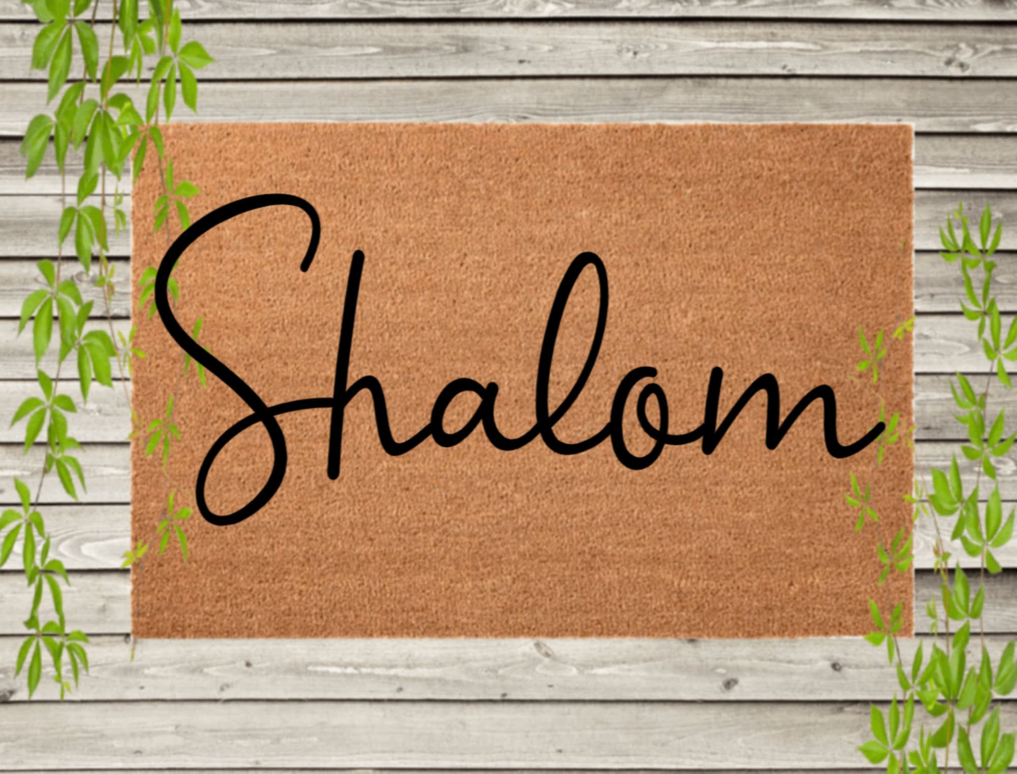 Shalom Script Shalom Doormat, Jewish Shalom Script, Welcome Mat, Shalom Door mat ...