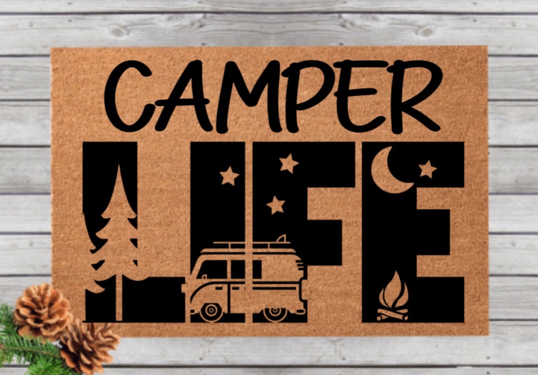 Camping, Camper, RV Doormat, Camping Life Door Mat, Camper Hiker Tent