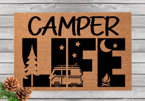 Personalized Happy Campers Doormat Custom Coir Welcome Mat With Camping  Names House Name Sign Home Decor 