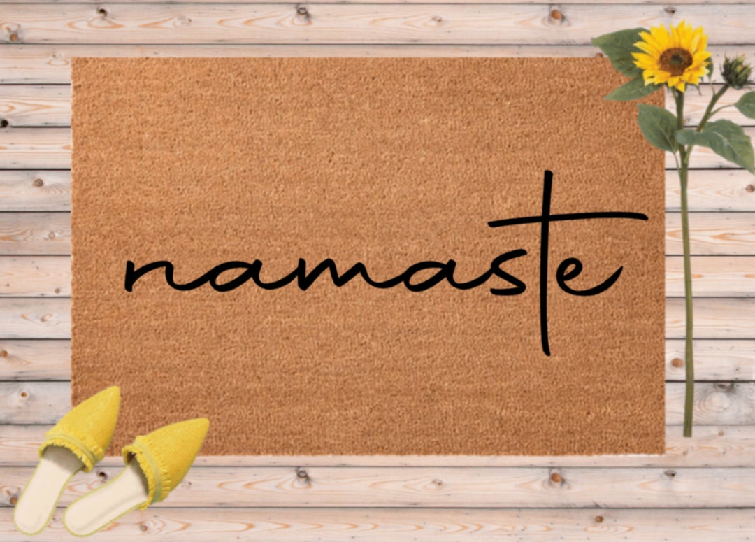 Namaste Outdoor Doormat Script Sanskrit Yoga Front Etsy