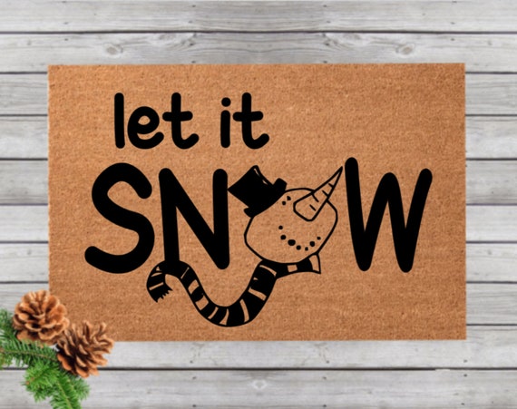 Let It Snow Doormat Winter Outdoor Rug Door Mat Welcome Mat 