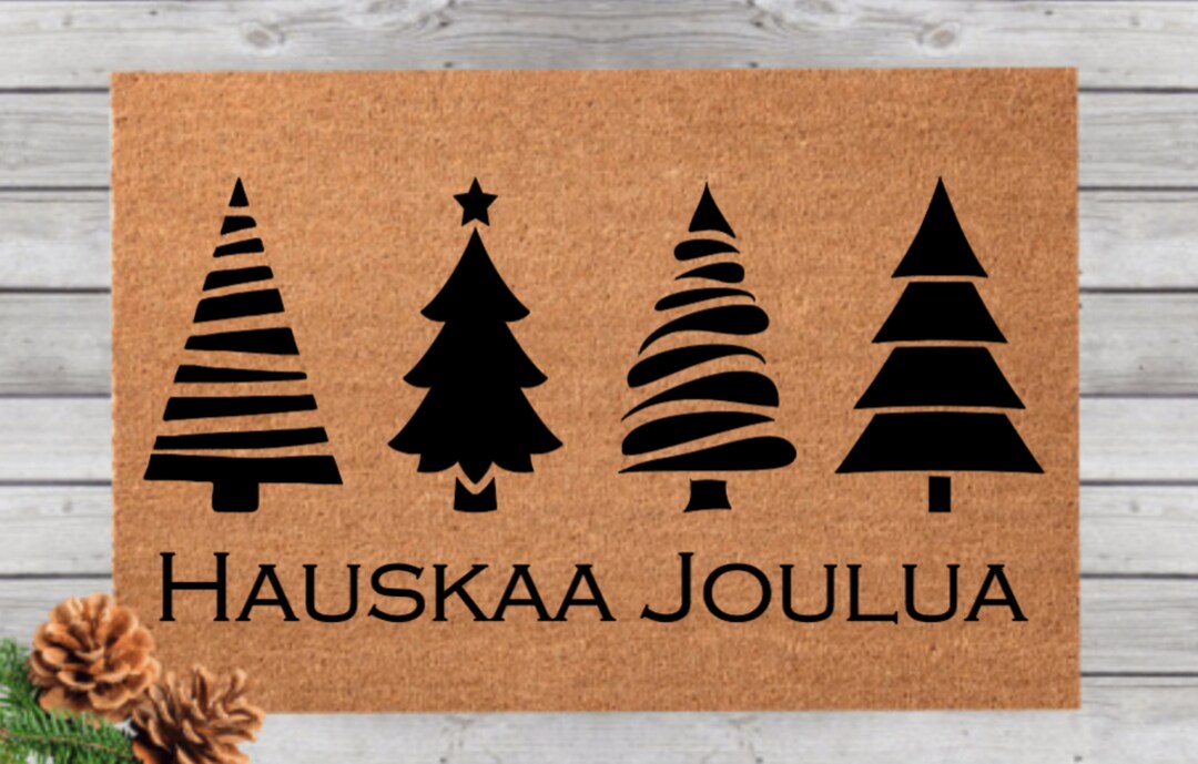 Hauskaa Joulua Doormat, Merry Christmas Finnish Door Mat, Finland