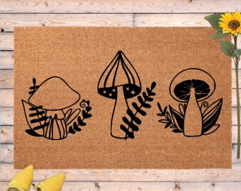Mushroom Doormat, Fungi Boho Welcome Mat, Woodland Cottagecore Decor, Housewarming Gift, Host Hostess  Gift, Gift for New Home, Plant