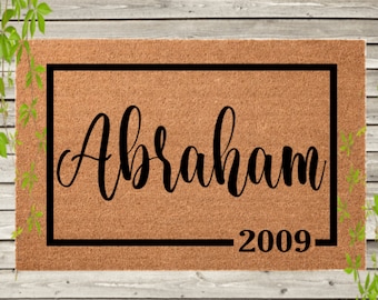 Last Name Door Mat, Personalized Doormat with Name, Welcome Mat, Established Sign, Outdoor Rug, Custom Housewarming Gift, Closing Gift Home