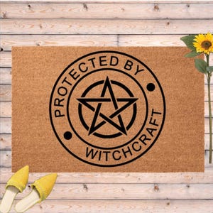 Witchcraft Doormat, Pentagram Boho Mystical Magic Welcome Mat, Witch Decor, Housewarming Gift, Hostess Gift, Protected By Witchcraft