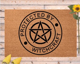 Witchcraft Doormat, Pentagram Boho Mystical Magic Welcome Mat, Witch Decor, Housewarming Gift, Hostess Gift, Protected By Witchcraft