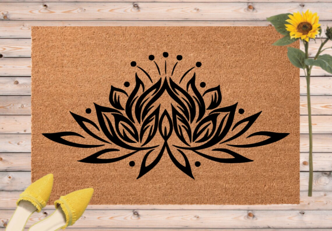 Lotus Flower Doormat Yoga Namaste Doormat Lotus Symbol Yoga Etsy