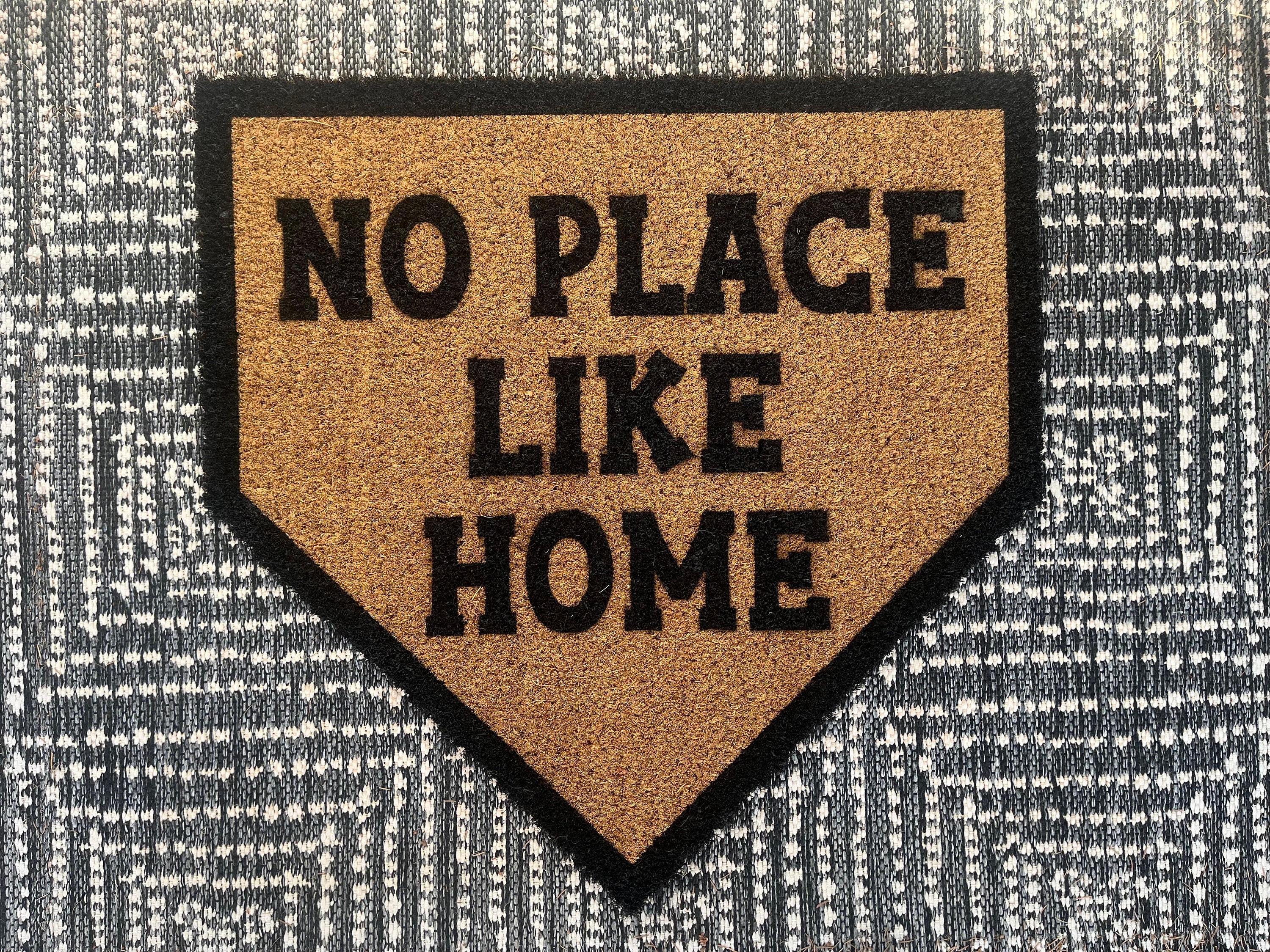 Home Plate Doormat, No Place Like Home Base Door Mat, Baseball Welcome