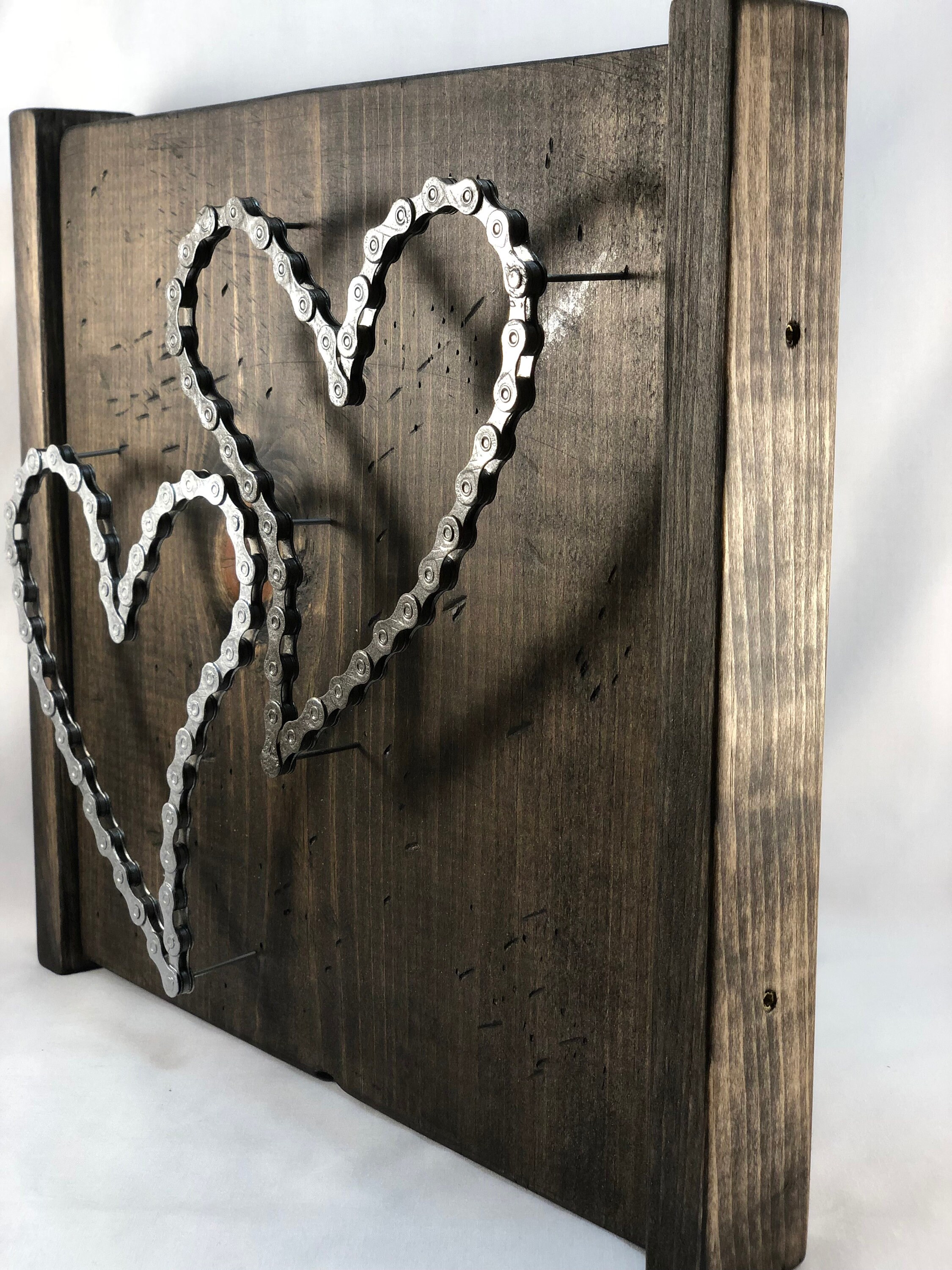 Bicycle Chain Art Upcycled Reclaimed Wood Bike Chain Wall | Etsy