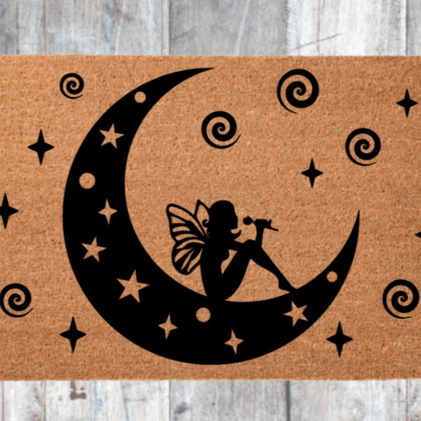 Fairy Moon Doormat, Fairy Decor, Moon Boho Mystical Magic Trippy Welcome Mat, Witchy Decor, Fairy Housewarming Gift, Host Hostess Realtor
