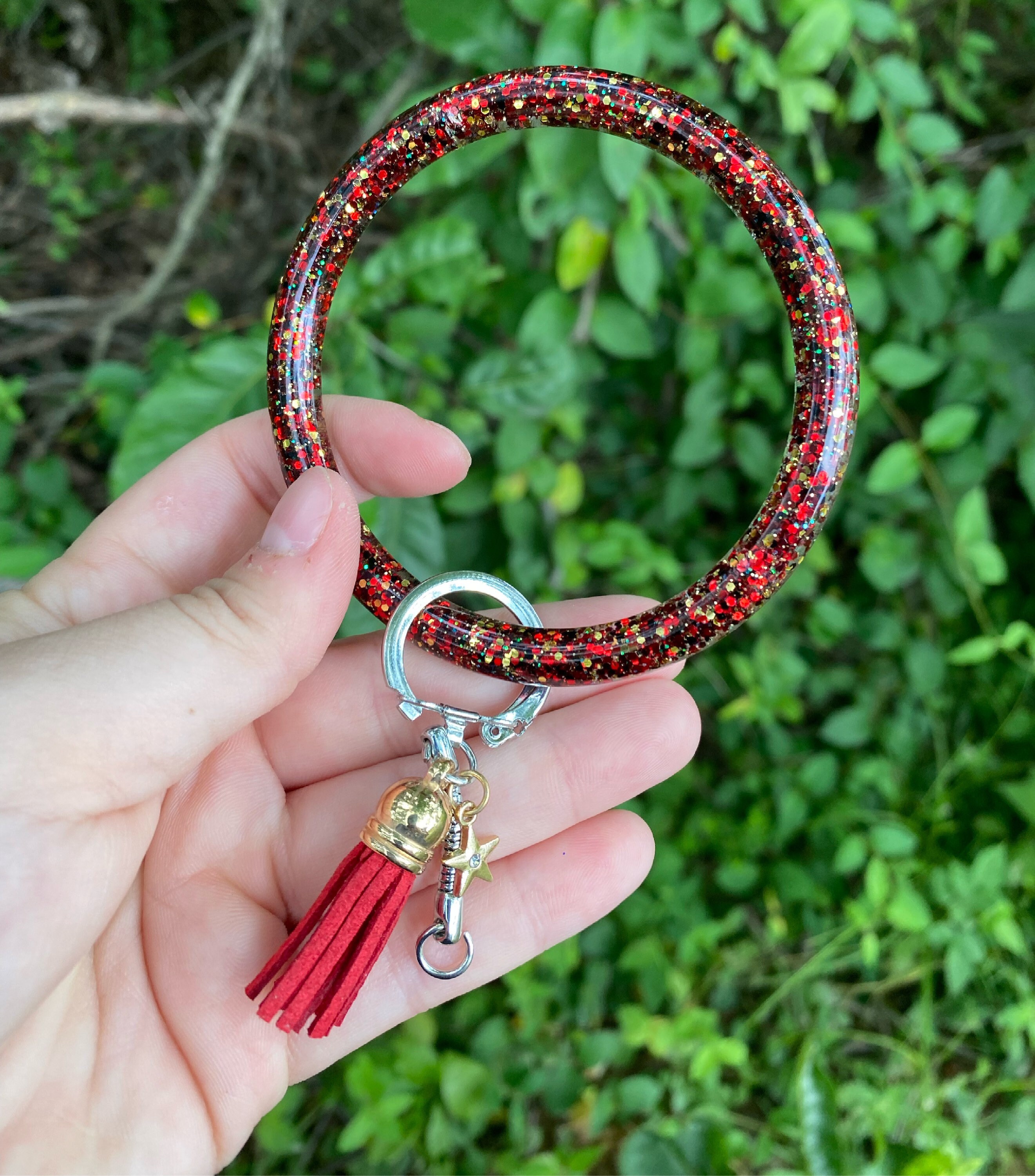 Glitter Keychain Bangle Wristlet Etsy