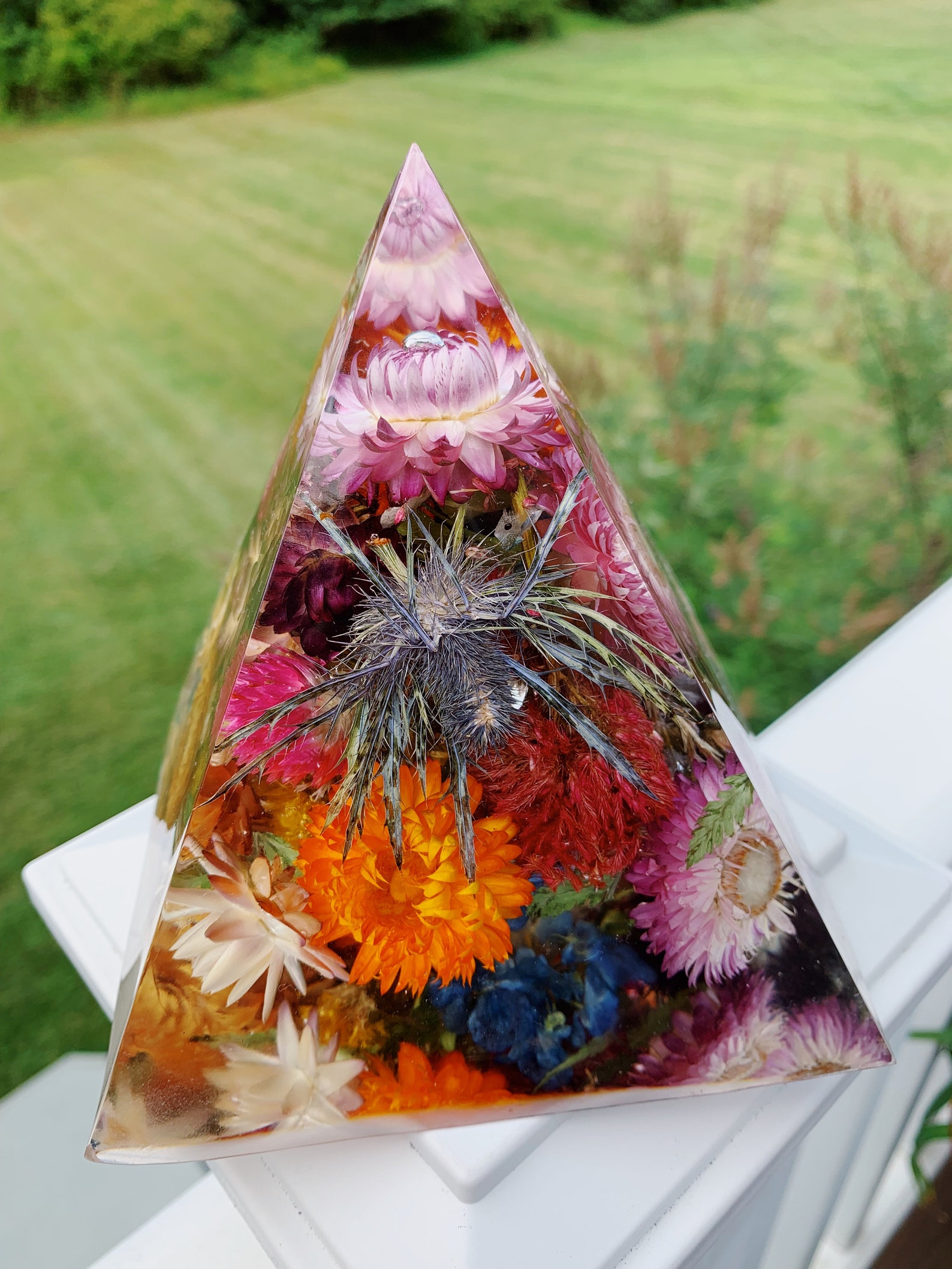 Real Preserved Flowers Flower Pyramid Resin Pyramid Rose Etsy