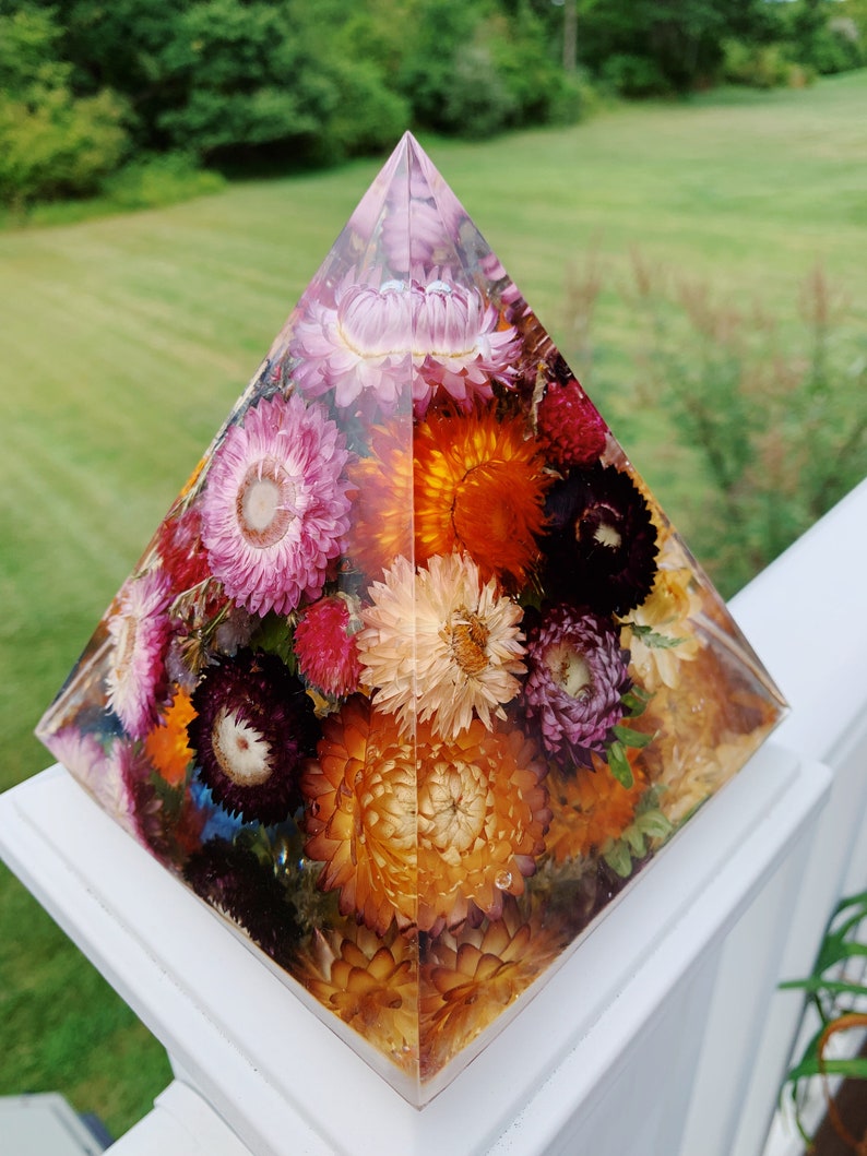 Real Preserved Flowers Flower Pyramid Resin Pyramid Rose Etsy