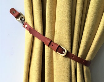 Minimalist Leather Curtain Tie-Back // Window Treatment // Leather Curtain Tie Back //  Home Decor // Curtain Tie Back Holder