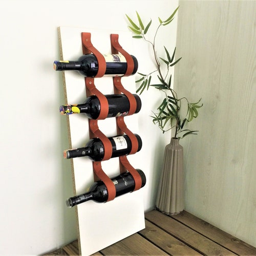 Housewarming Gift Ideas // Leather Strap Wine Rack // Leather Etsy