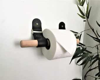 Minimalist Leather Toilet Paper Holder Kit: Handmade Bathroom Decor