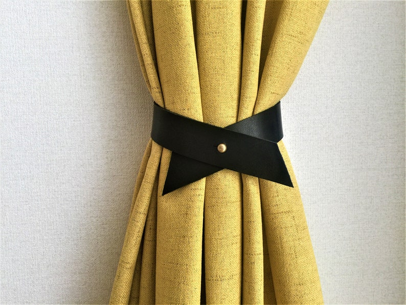 Minimalist Leather Curtain Tieback Elegant Tieback Modern Decor Window Treatment New Home Decor Interior Design House Warming Gifts Idea image 4