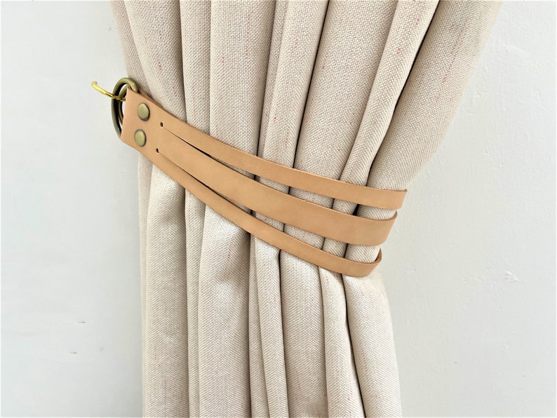 Minimalist Leather Curtain Tieback Elegant Tieback Modern Decor Window Treatment New Home Decor Interior Design House Warming Gifts Idea image 5