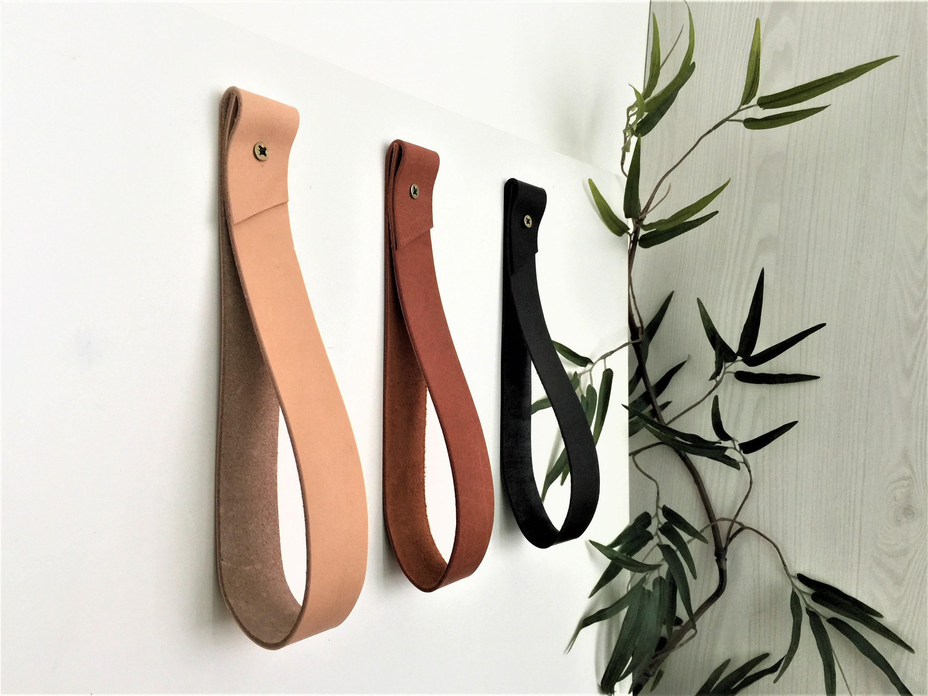 8 Pcs Wall Hooks Wall Hanging Straps Pu Leather Curtain Rod Holder Towel  Holders for Wall Faux Leather Strap Hanger Wall Mounted Hooks for Towel