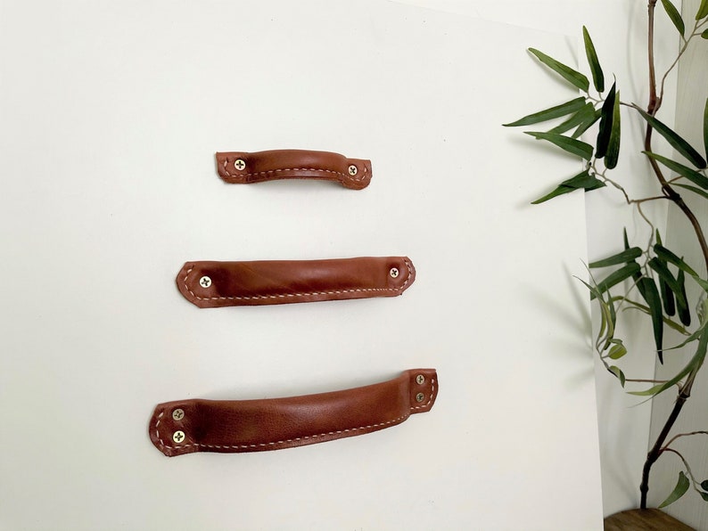 Leather Door Handle // Drawer Pulls // Leather Handle // Leather Drawer Pull // Leather Pull // Leather Dresser Pull // Cabinet Pulls image 1
