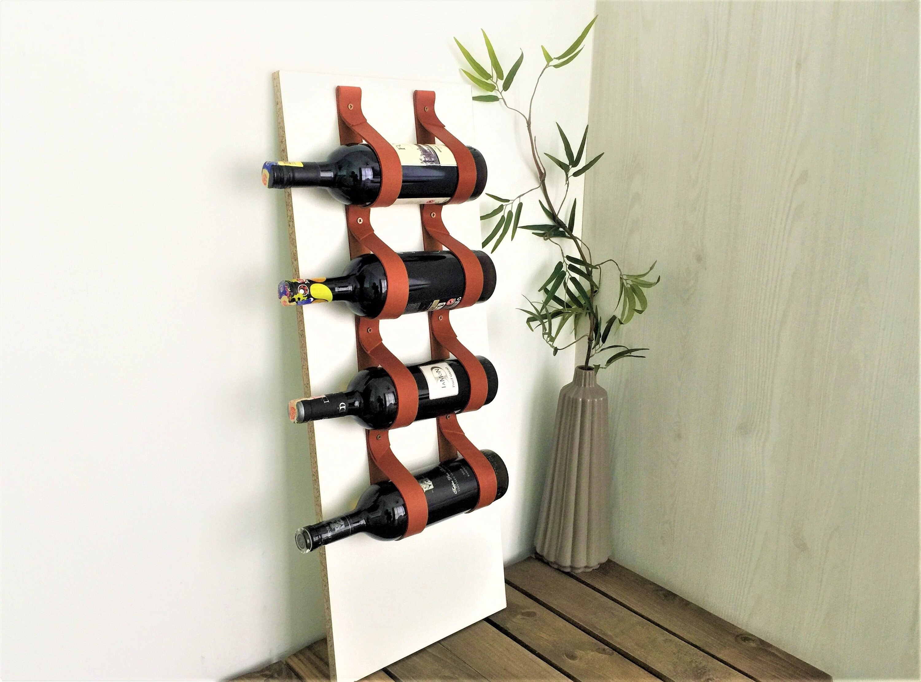Leather strap wine bottle holder deals