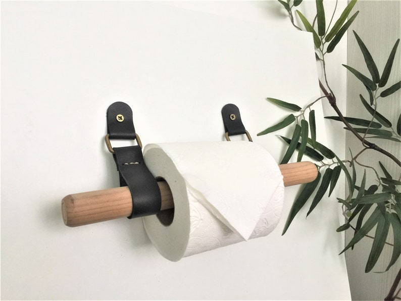 Minimalist Leather Strap Hanger Bath Towel Holder Rack Hanging Storage Toilet Paper Holder Kit Decor Interior Design House Warming Gift image 4