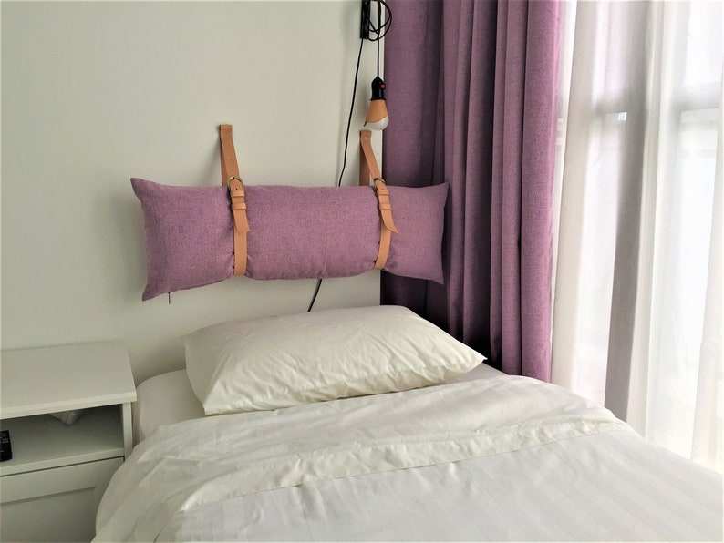 DIY Headboard // Leather Strap // Leather Strap Wood Floating Etsy Sweden