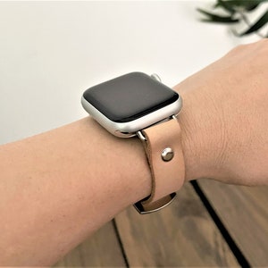Slim Band for Apple Watch All Series // Gifts Under 25 // Apple Watch leather strap 38mm 40mm 41mm 42mm 44mm 45mm // FREE Personalisation
