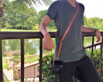 Vegetable Tanned Leather Camera Harness, Adjustable Shoulder Strap
