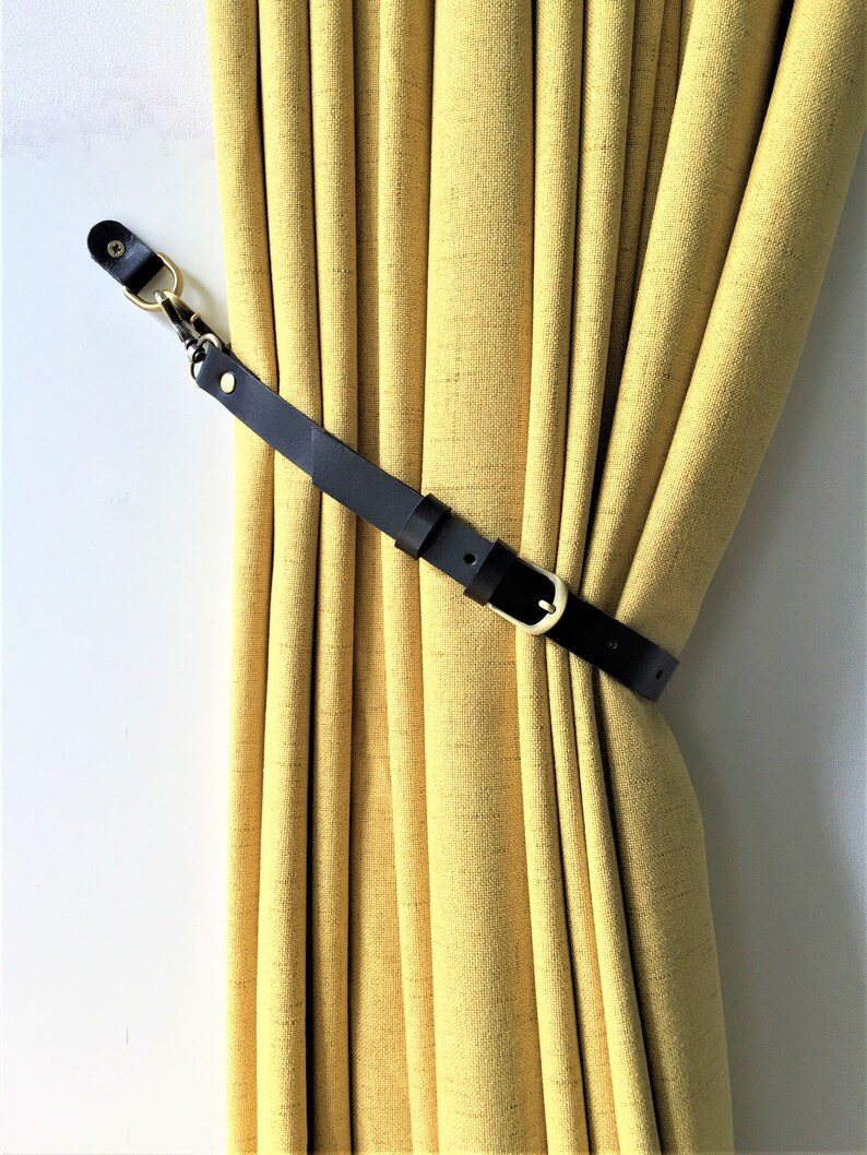 Minimalist Leather Curtain Tieback // Window Treatment // Etsy