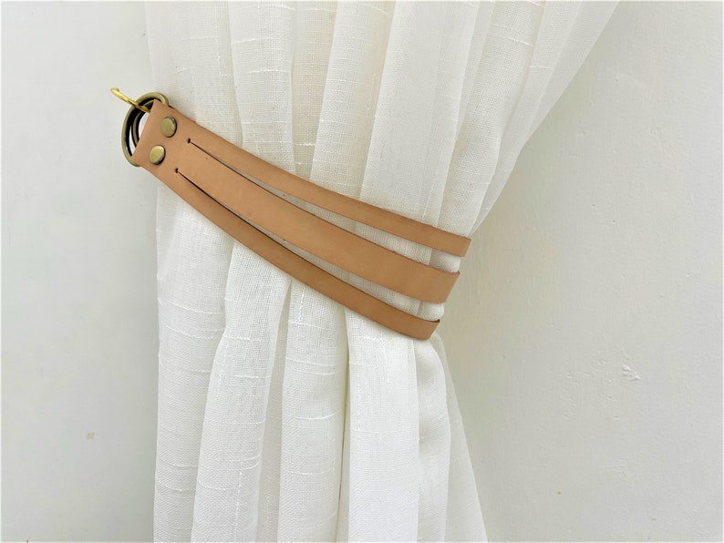 Minimalist Leather Curtain Tieback Elegant Tieback Modern Decor Window Treatment New Home Decor Interior Design House Warming Gifts Idea image 2