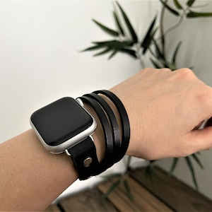 Apple Watch Wrist wrap bracelet // Apple Watch leather strap 38mm 40mm 41mm 42mm 44mm 45mm //  Band for Apple Watch All Series
