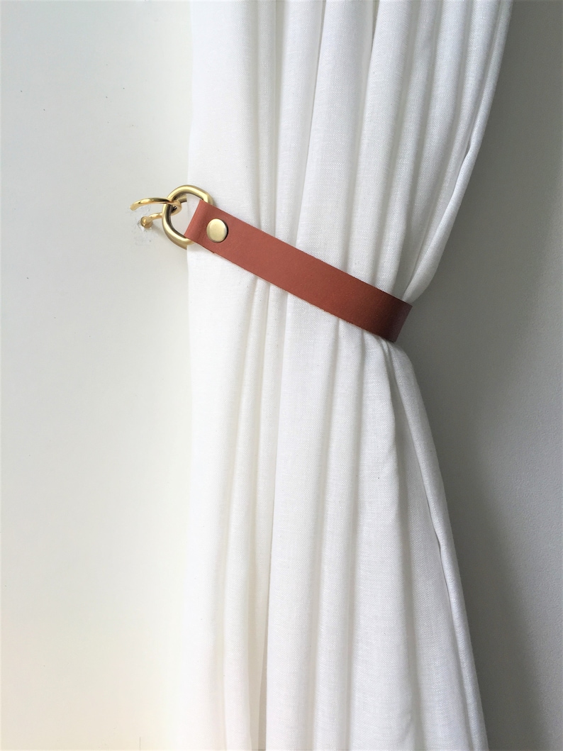 Minimalist Leather Curtain TieBack // Modern Decor // Window Etsy