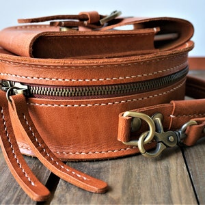 FREE !!!  Holiday Gift WRAPPING SERVICE // Round leather shoulder Bag // Round leather backpack //  Circle Crossbody // Round Leather Purse