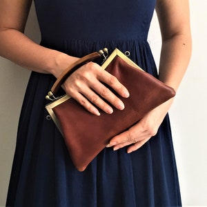 Valentinstag Geschenk für sie Vintage Frauen Lange Brieftasche Muttertag Geschenk Telefon Geldbörse Brieftasche Vintage Look Kiss Lock Rahmen Schultertasche Geburtstagsgeschenk