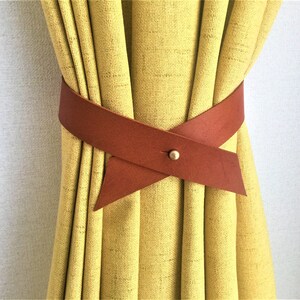 Minimalist Leather Curtain Tieback Elegant Tieback Modern Decor Window Treatment New Home Decor Interior Design House Warming Gifts Idea image 5