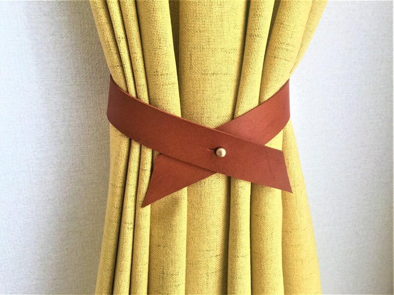 Minimalist Leather Curtain Tieback Elegant Tieback Modern Decor Window Treatment New Home Decor Interior Design House Warming Gifts Idea image 5