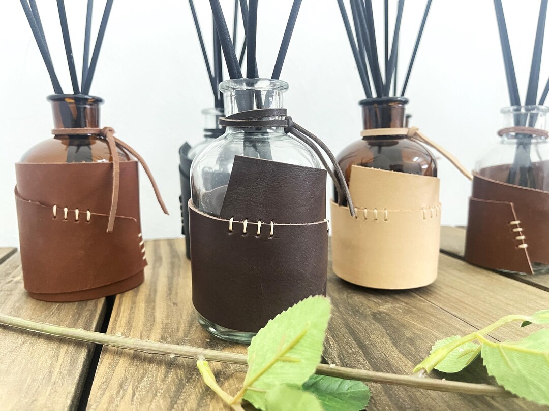 Handmade Leather Reed Diffuser – Vegetable Tanned Leather Sleeve With ...
