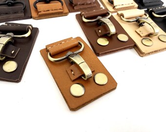 Handmade Vegetable-Tanned Leather Keychain, Vintage Brass Clip